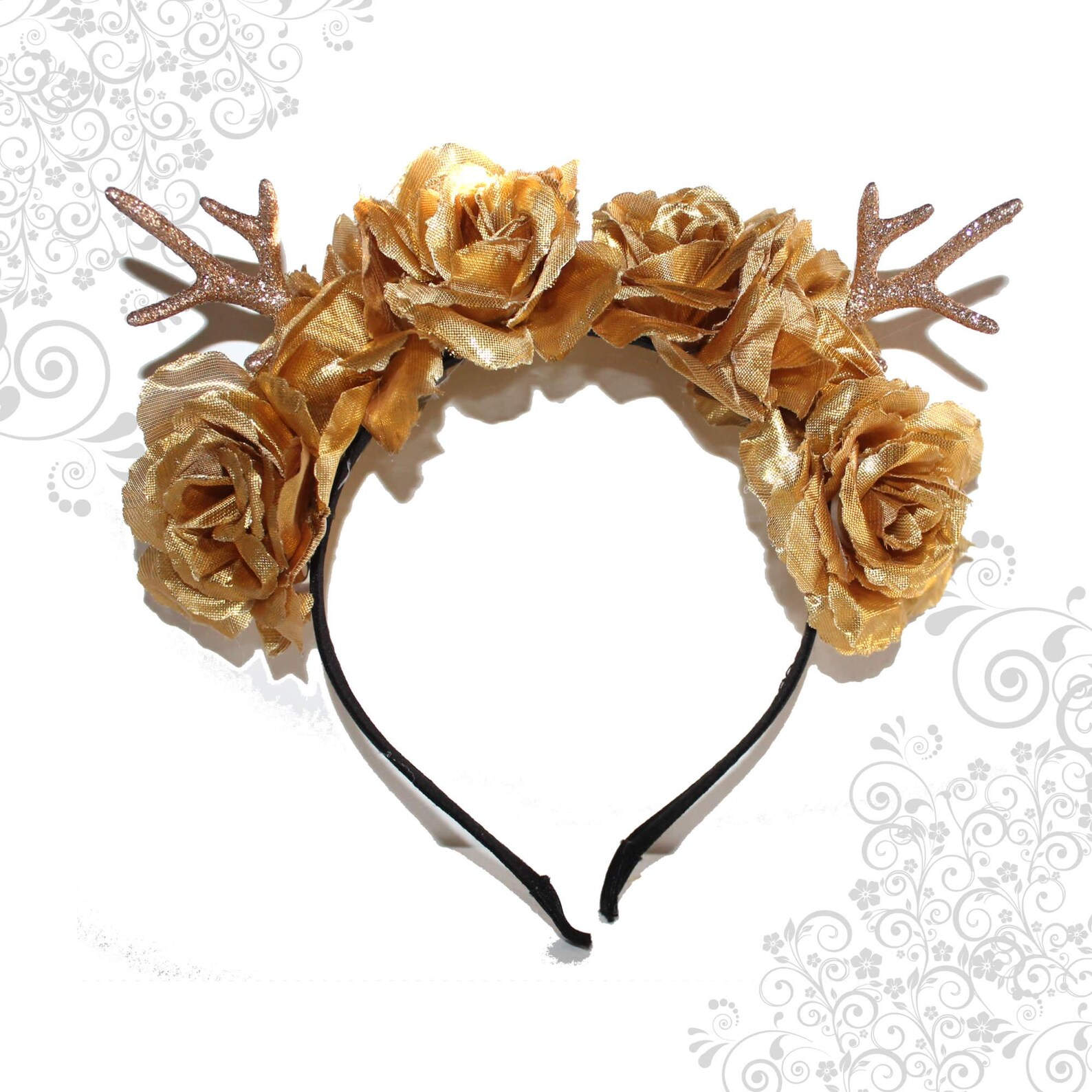 Festive Gold Deer Headband