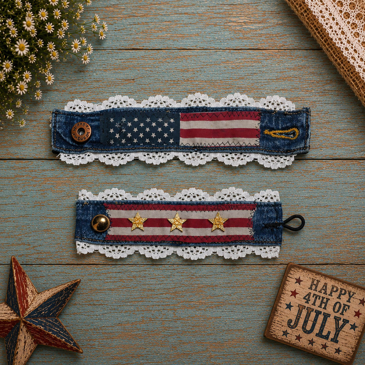 4th of July Denim Bracelets - Countrystarr - Beth Been